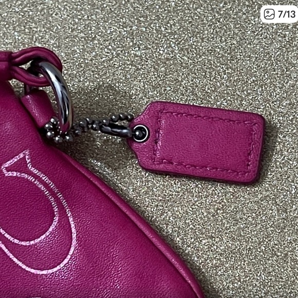 Coach Pink Leather Logo Wristlet Wallet Satin Lined - Picture 7 of 13